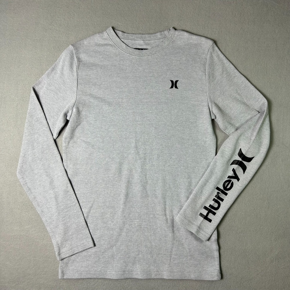 Hurley Shirt Boys 18/20 Gray Thermal Long Sleeve Shirt